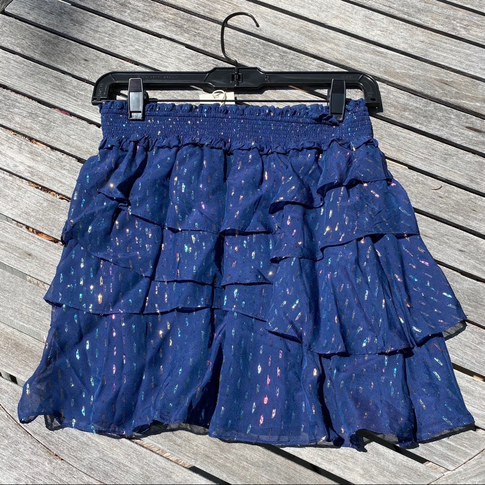 Ramy Brook Multi Lurex Tabitha Tiered Mini Skirt